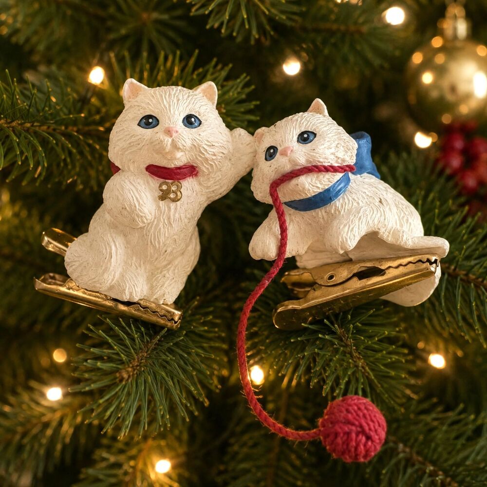 Hallmark Keepsake The Swat Team 1993 Hang-Togethers Cat Kitten Ornaments Set 2